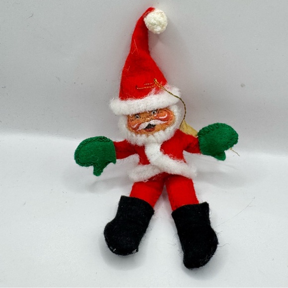 Vintage Annalee Mobilitee Santa Doll 1963 Christmas Ornament Closed Eyes RARE 5” - Picture 1 of 5